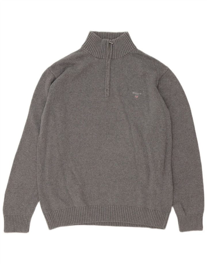 Gant Herre Zip Neck Jumper Sweater 2XL Grå Bomuld
