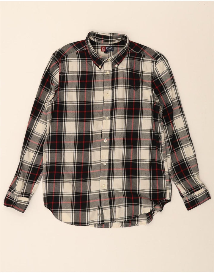 CHAPS Mens Flannel Shirt Medium Black Check Cotton Vintage Chaps and Second-Hand Chaps from Messina Hembry 