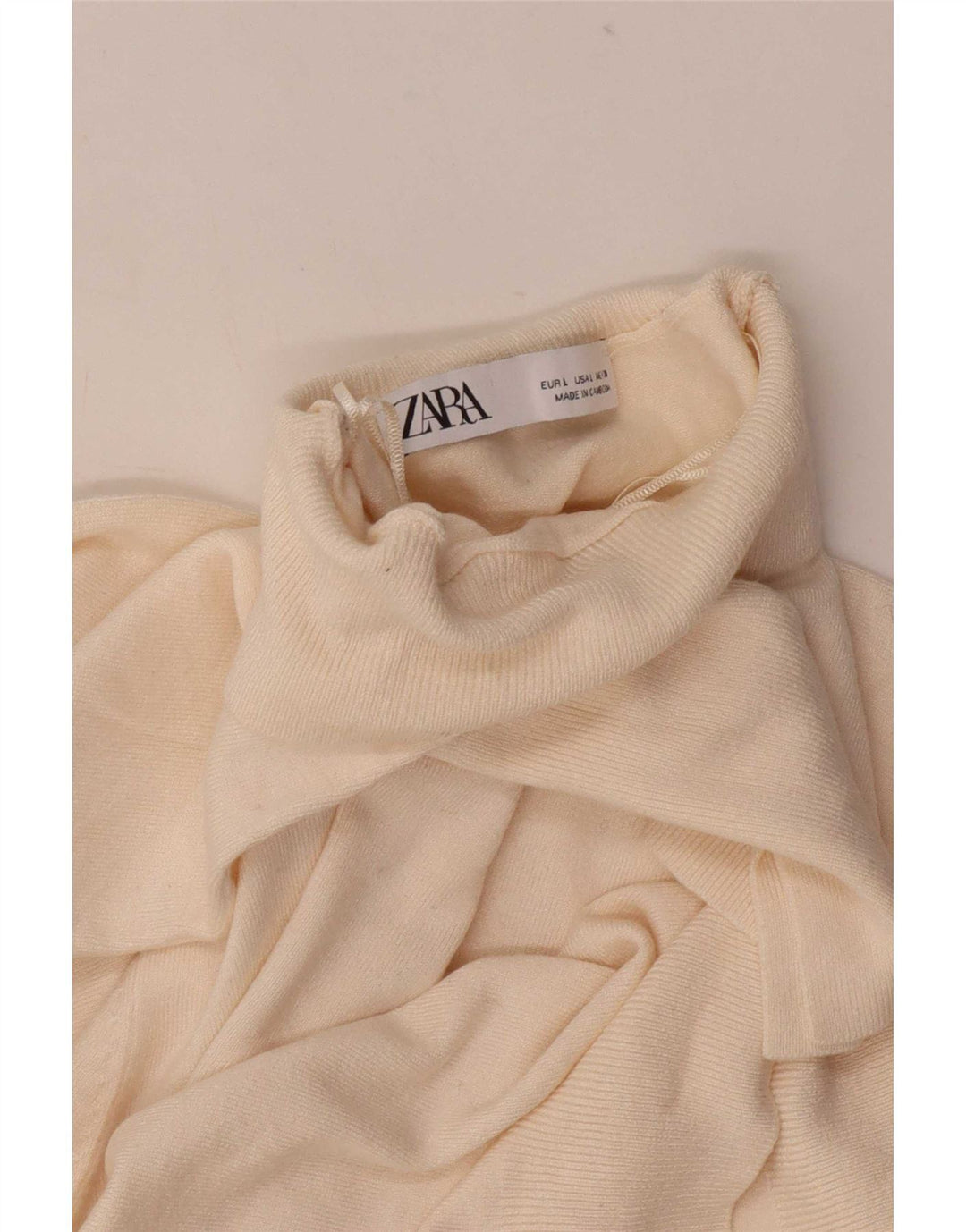 Zara Dame Turtle Neck Jumper Sweater UK 14 Large Off White