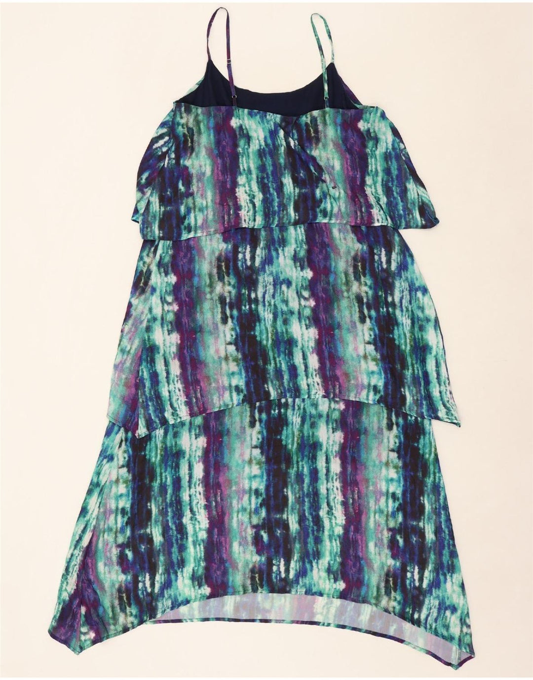 MOSSIMO Womens Sleeveless Tiered Dress UK 10 Small Multicoloured Tie Dye Vintage Mossimo and Second-Hand Mossimo from Messina Hembry 