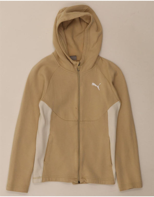 Puma hættetrøje med lynlås til piger 11-12 år Beige Colourblock