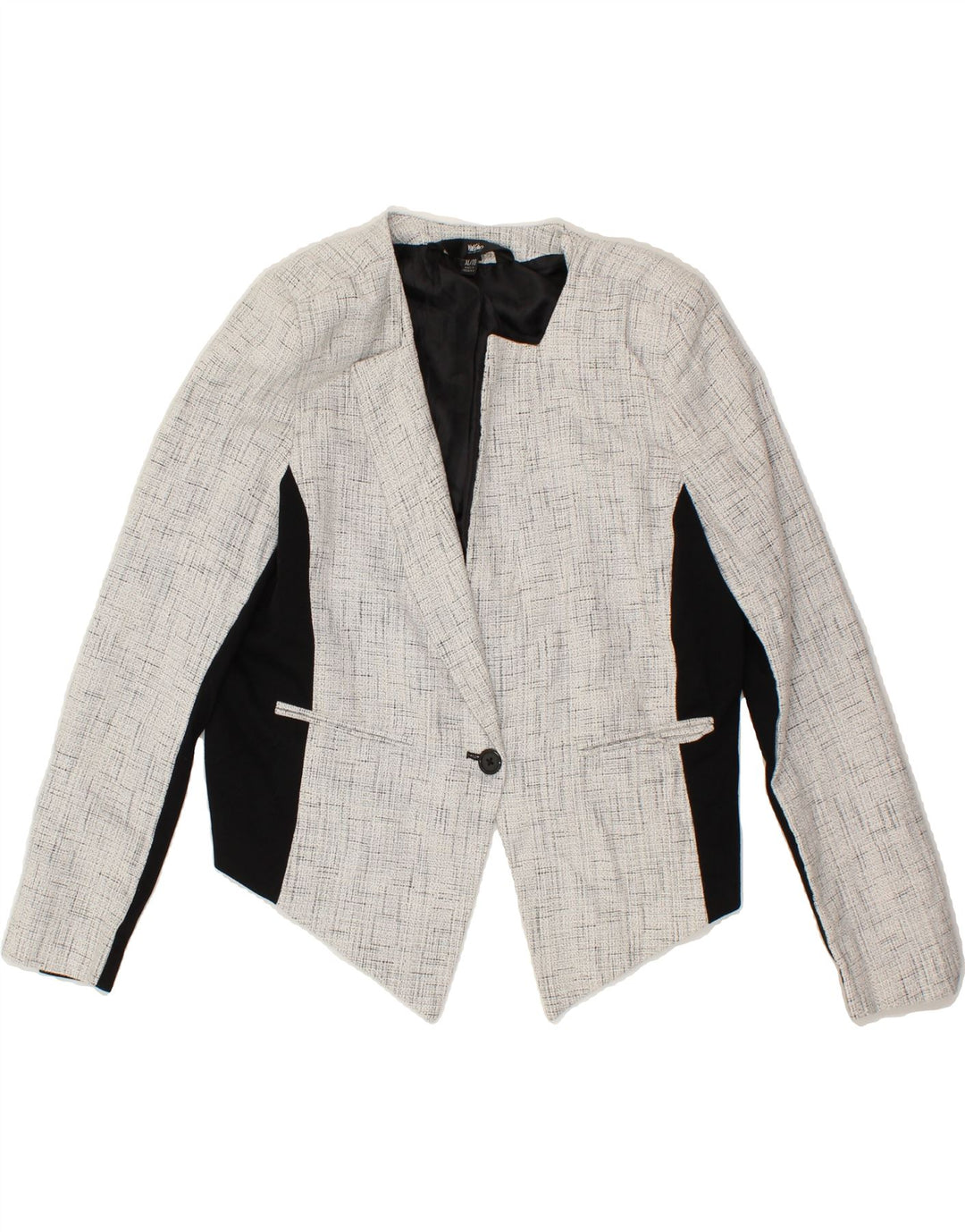 MOSSIMO Womens Crop 1 Button Blazer Jacket UK 18 XL Grey Colourblock Vintage Mossimo and Second-Hand Mossimo from Messina Hembry 