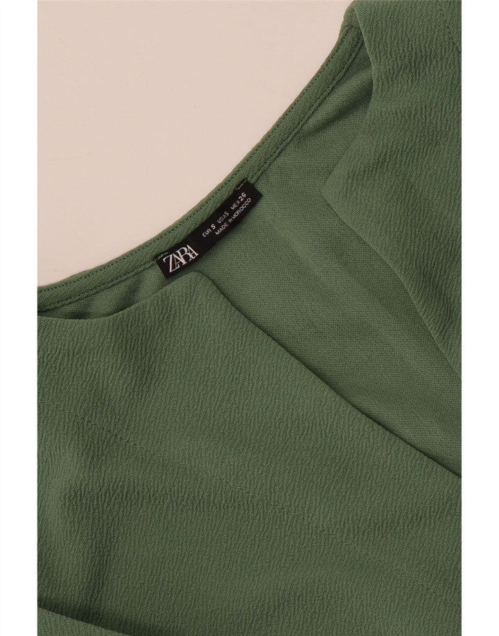 Zara Dame 3/4 ærmer Oversized Shift Dress UK 10 Small Green