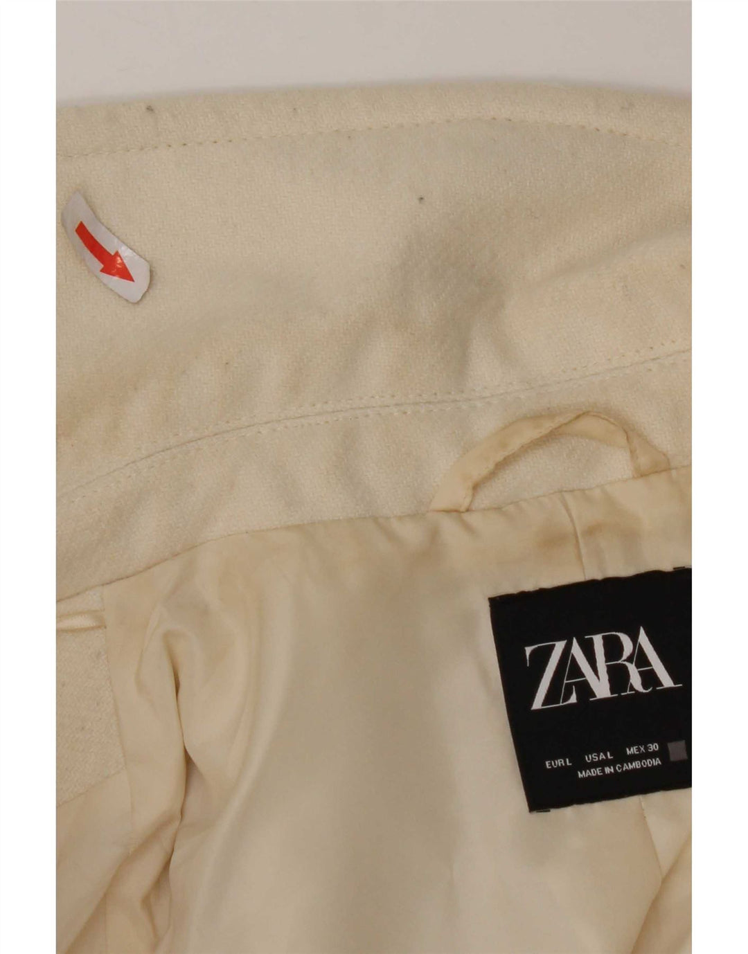 Zara Dame Overfrakke UK 16 Large White Polyester