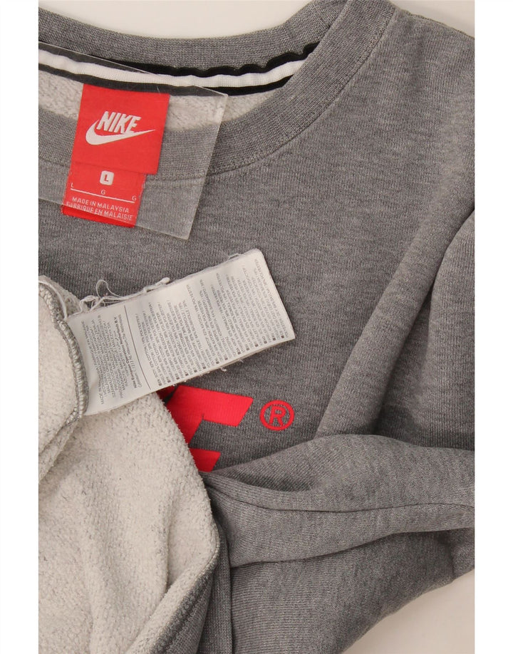 Nike grafisk sweatshirt til mænd, stor grå farveblok bomuld