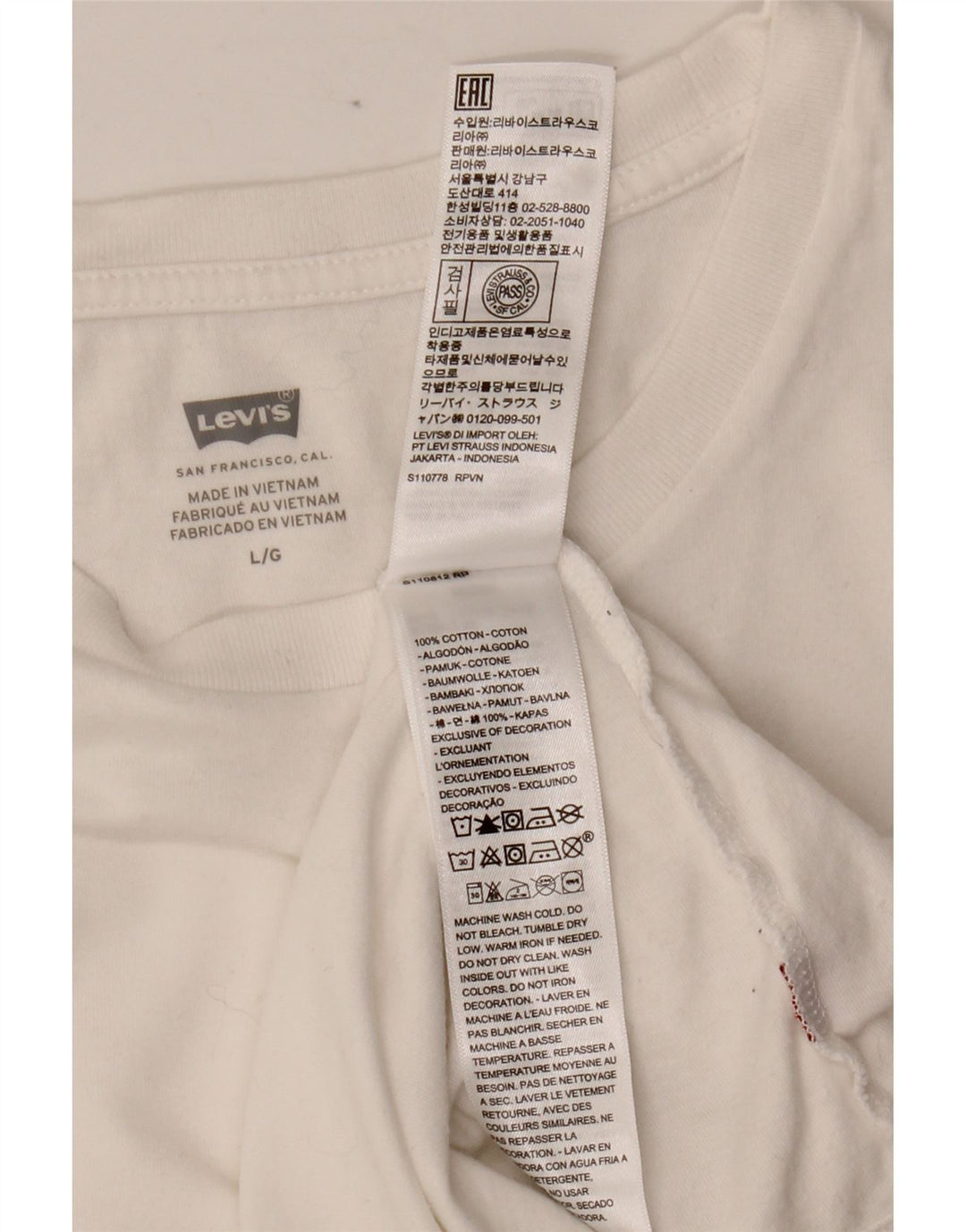 LEVI'S T-shirt top til kvinder DK 14 Stor hvid bomuld