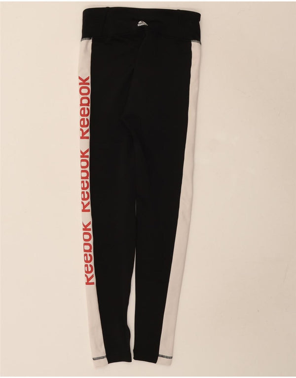 Reebok Grafiske Leggings til kvinder UK 8/10 Lille sort farveblok