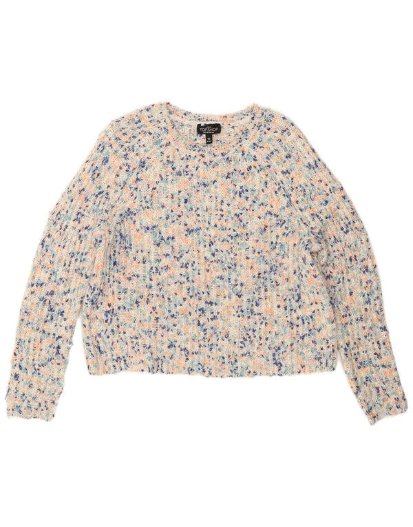 Topshop Dame Oversized Boat Neck Jumper Sweater UK 8 Small White Flecked