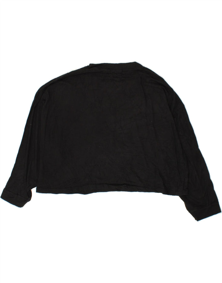 CHAMPION Womens Crop Graphic Top Long Sleeve UK 14 Medium Black Cotton Vintage Champion and Second-Hand Champion from Messina Hembry 