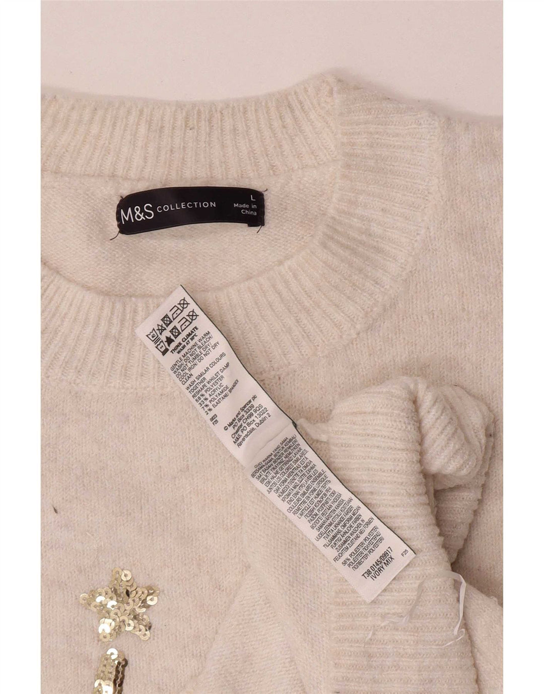 Marks & Spencer Dame sweater med rund hals DK 16 Stor Off White