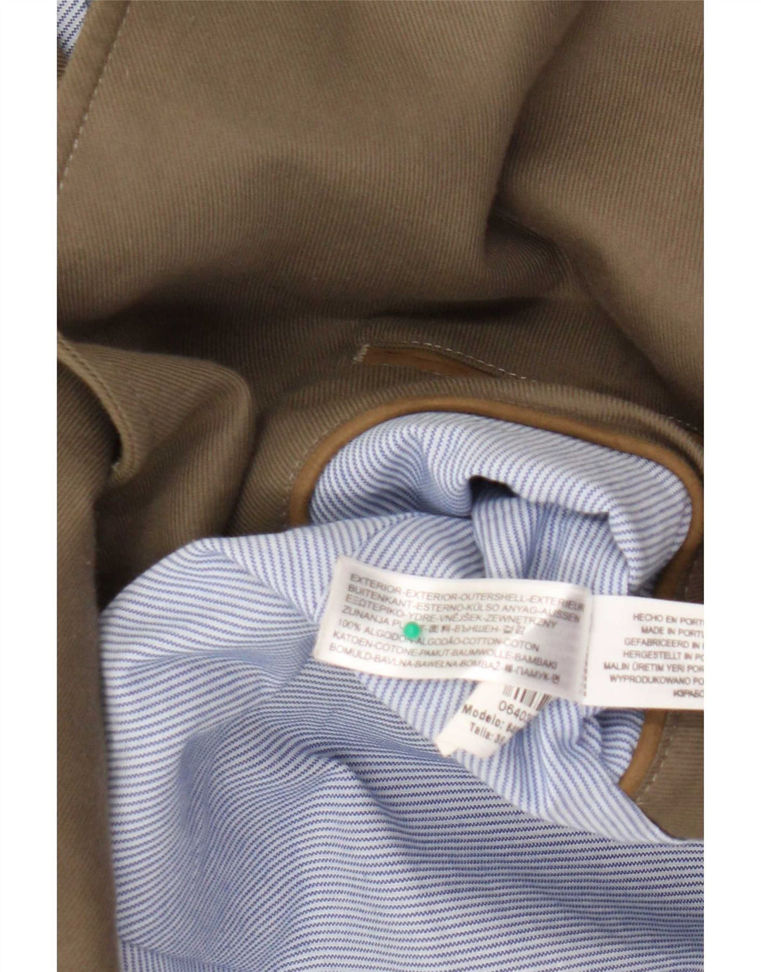 Massimo Dutti Dame Ærtefrakke EU 36 XS Khaki Bomuld