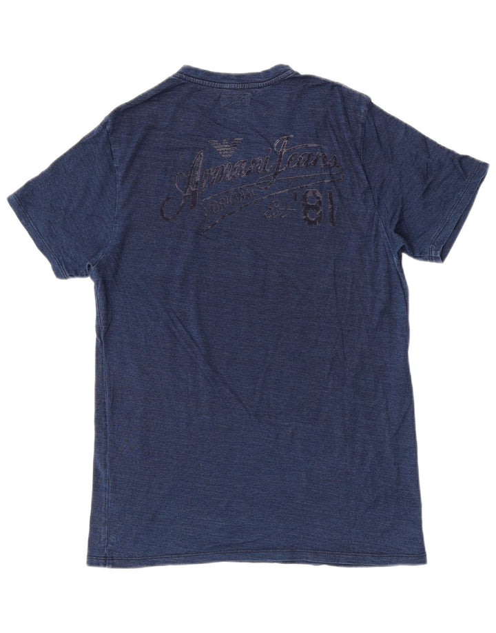 Armani Herre grafisk T-shirt Top Lille Blå Flecked Bomuld