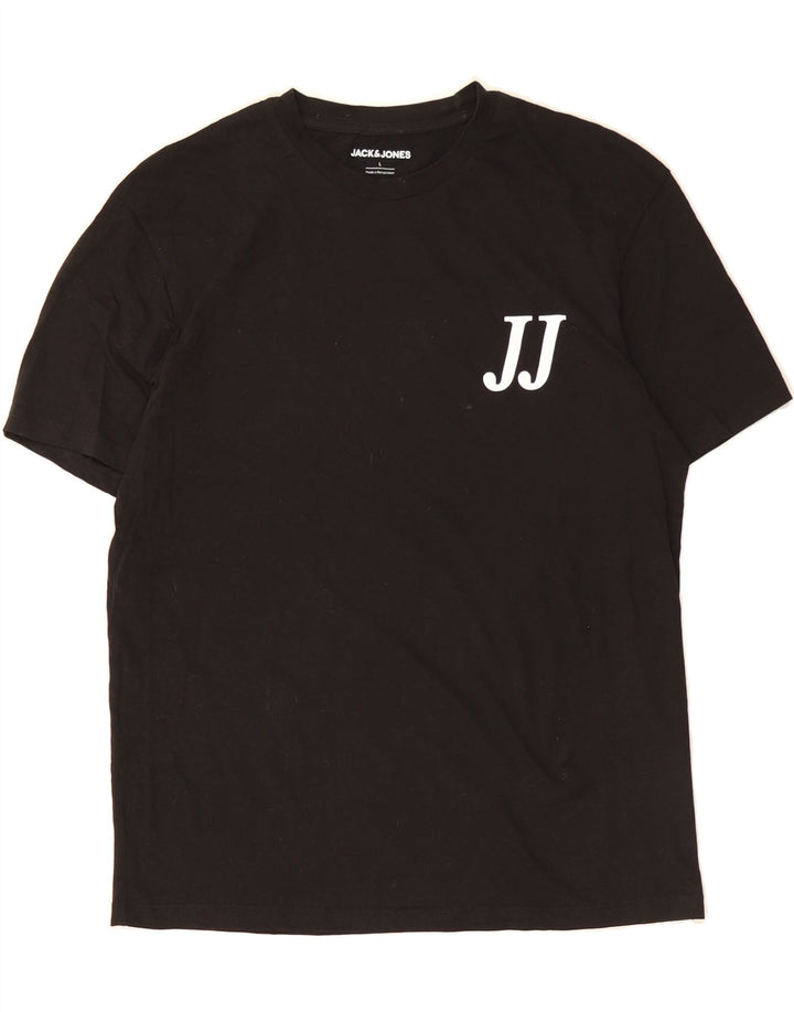 JACK & JONES Mens Graphic T-Shirt Top Large Black Cotton Vintage Jack & Jones and Second-Hand Jack & Jones from Messina Hembry 