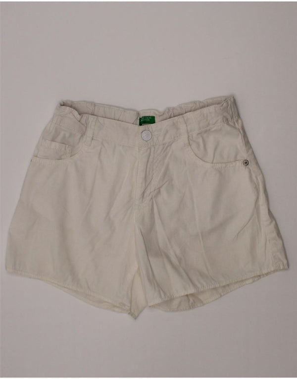 BENETTON Piger Casual Shorts 10-11 år XL W24 Hvid Bomuld
