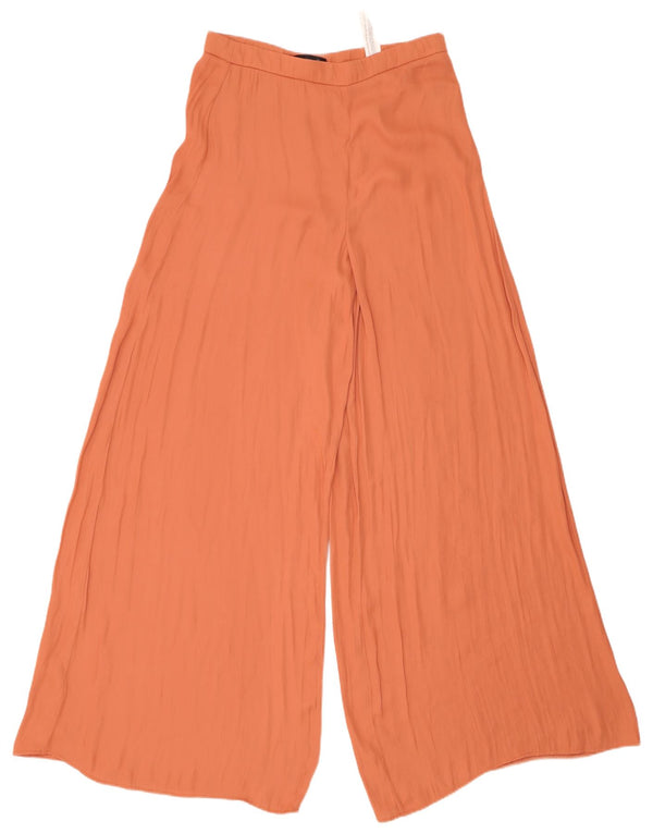 Zara Kvinder Højtaljede Brede Ben Bukser Large W30 L35 Orange Polyester