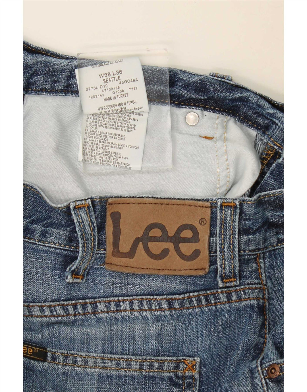 Lee Mens Seattle Straight Jeans W38 L30 Blå Bomuld