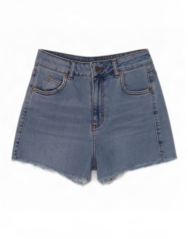 Topshop Dame Mom Denim Shorts UK 8 Small W26 Blue Cotton