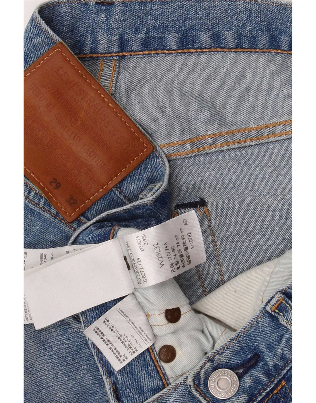 Levi's Herre 501 Straight Jeans W29 L32 Blå Bomuld