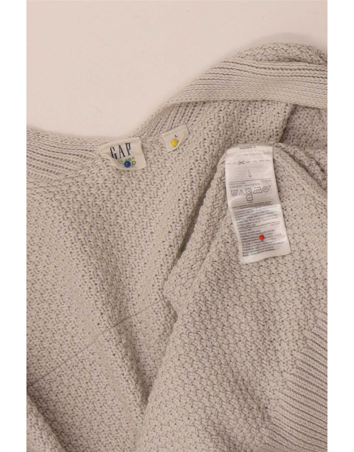 Gap Dame Oversized Cardigan Sweater UK 16 Stor Grå Bomuld