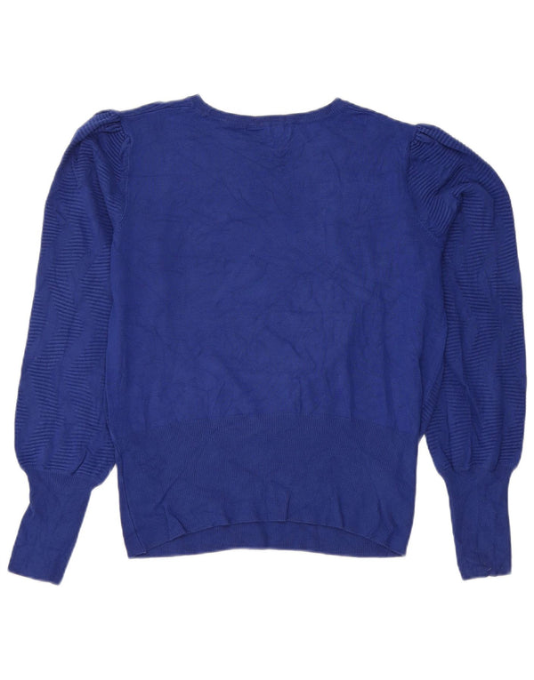 Marks & Spencer Dame Crop Boat Neck Jumper Sweater UK 14 Medium Blue