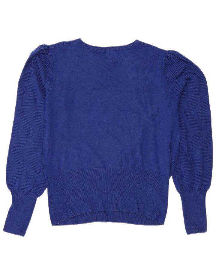 Marks & Spencer Dame Crop Boat Neck Jumper Sweater UK 14 Medium Blue