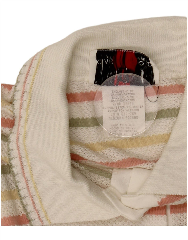 Vintage Dame Polo Neck Jumper Sweater UK 14 Medium Flerfarvet Stribet