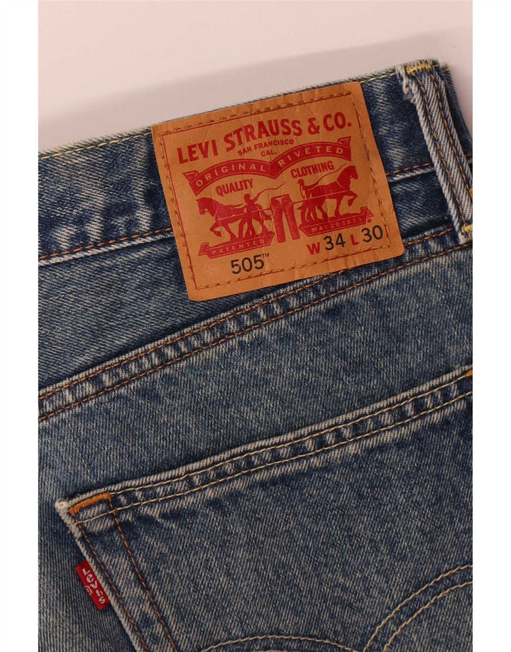 Levi's Herre 505 Straight Jeans W34 L30 Blå Bomuld
