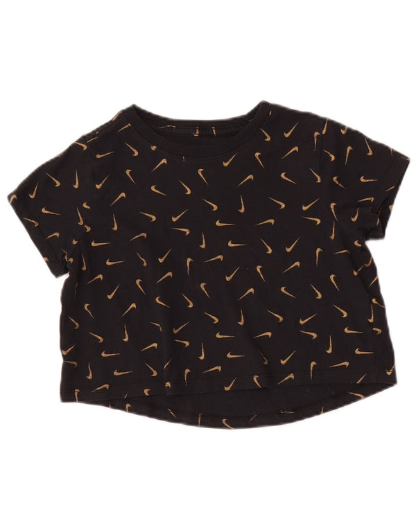 Nike piger Crop grafisk T-shirt top 10-11 år medium sort plettet bomuld