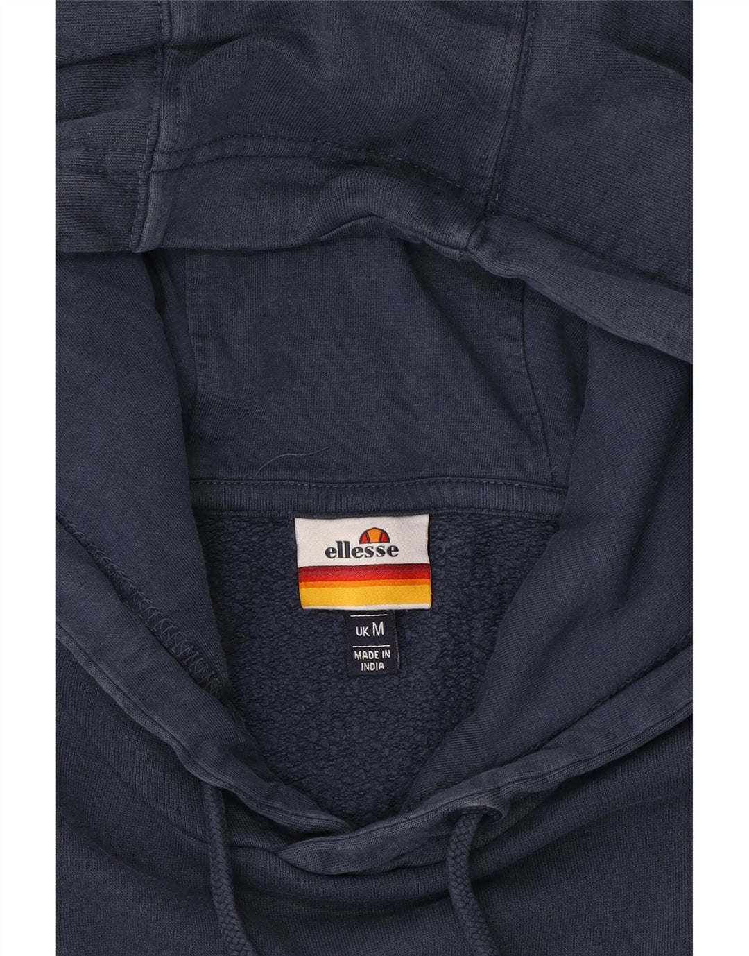 ELLESSE Mens Graphic Hoodie Jumper Medium Navy Blue Colourblock Cotton