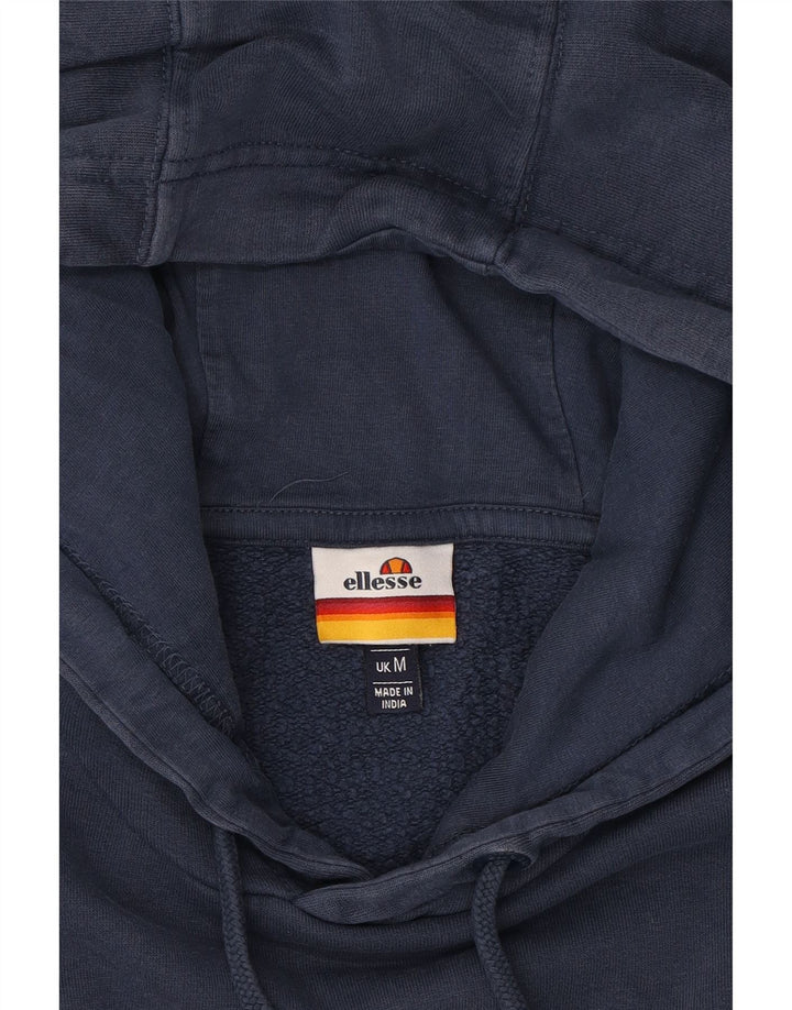 ELLESSE Mens Graphic Hoodie Jumper Medium Navy Blue Colourblock Cotton