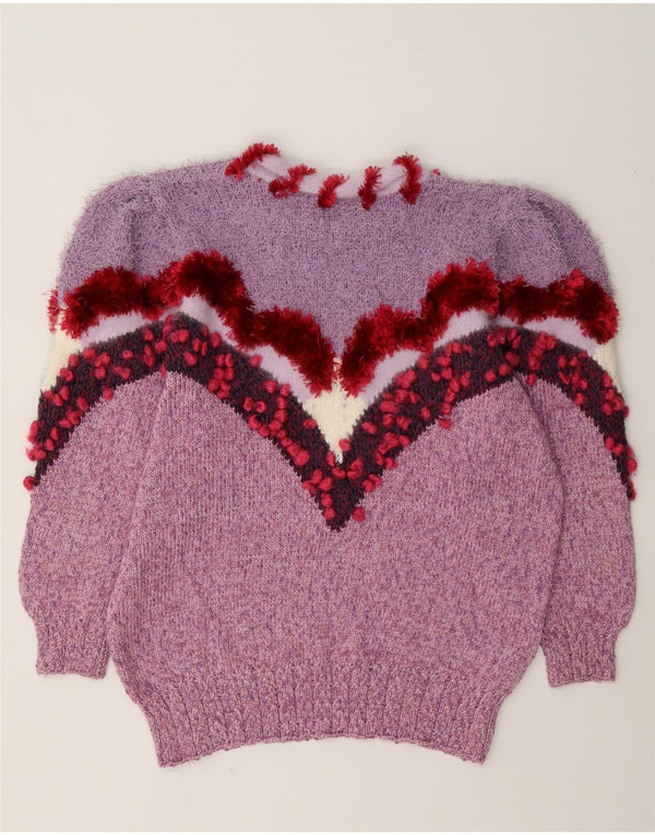 Vintage dame sweater med rund hals DK 14 medium lilla nyhed