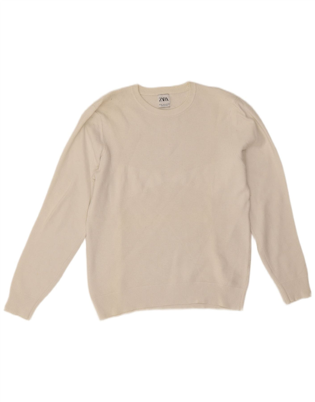 Zara Herre sweater med rund hals, mellem hvid bomuld