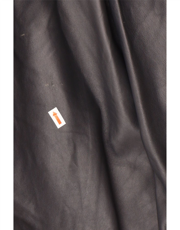 Vintage Dame Oversized Læderfrakke IT 44 Medium Sort Læder Classic