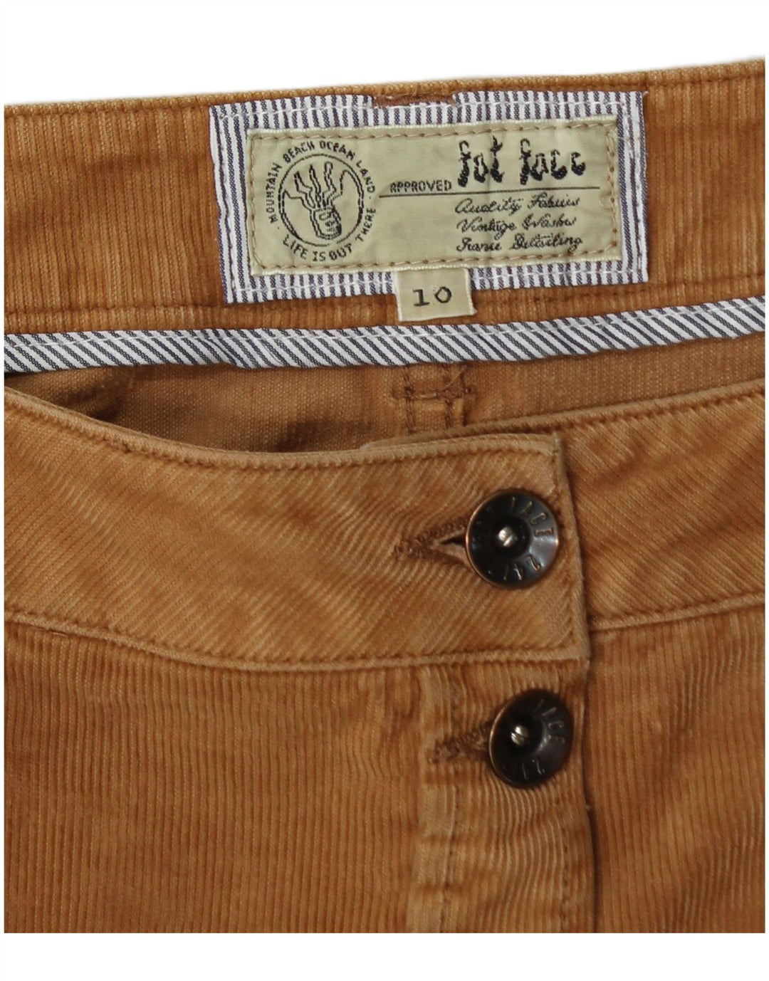 FAT FACE Damefløjlsnederdel UK 10 Small W30 Beige Bomuld