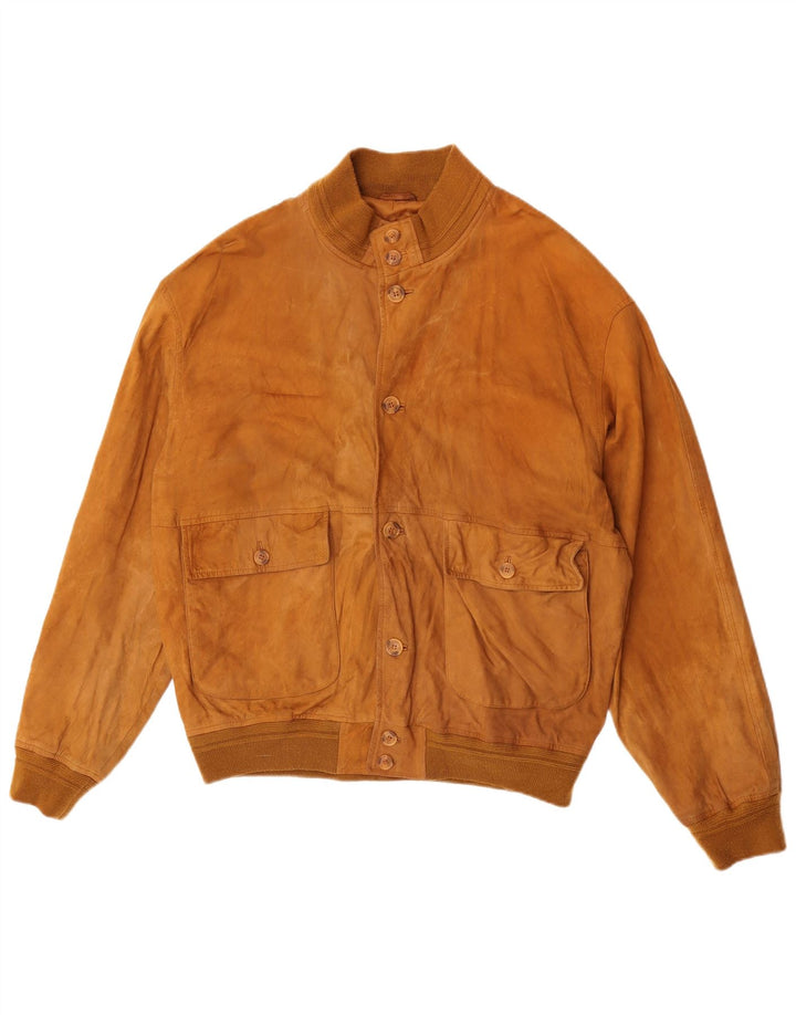 Green Leaves Herre Ruskind Bomber Jacket IT 54 2XL Beige Læder
