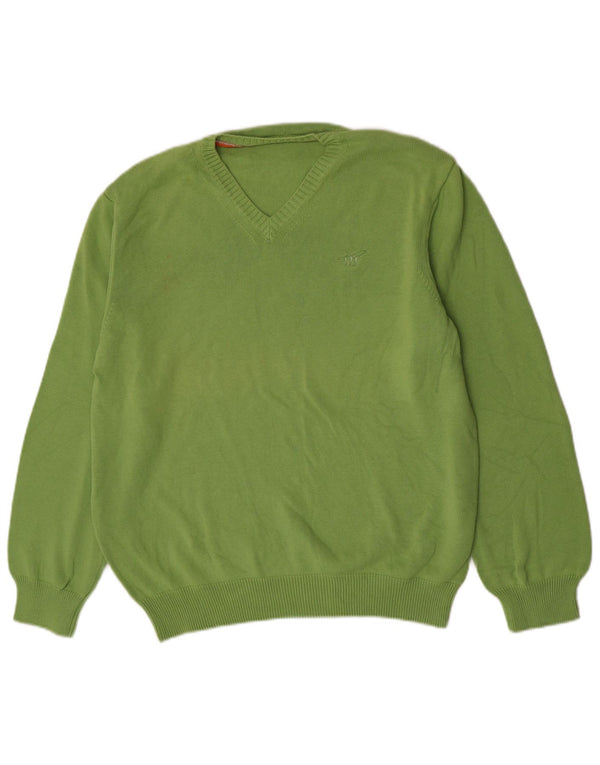 Henry Cottons Herre V-hals sweater 3XL Grøn bomuld