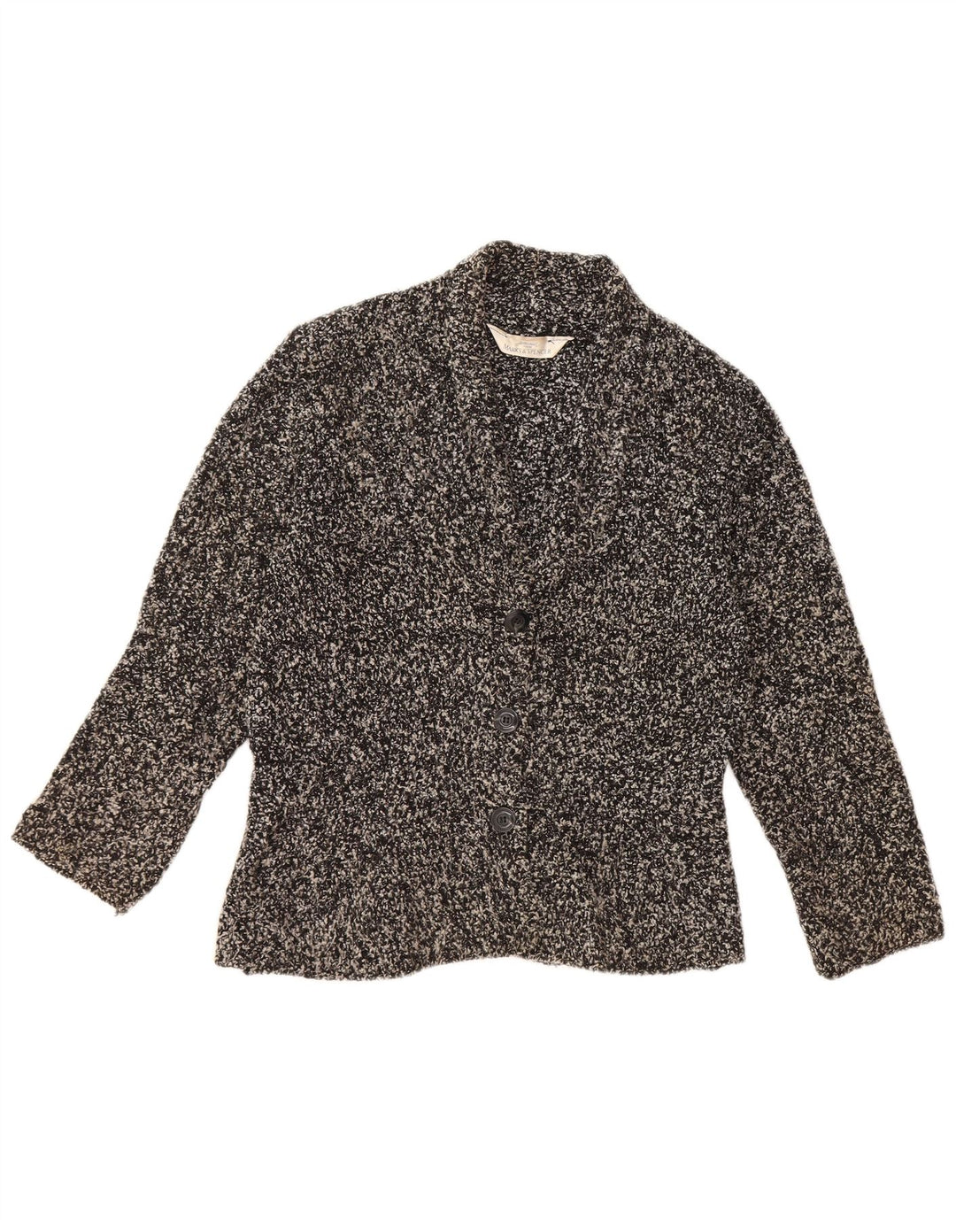MARKS & SPENCER Dame cardigan sweater UK 12 Medium Black Flecked Acryl