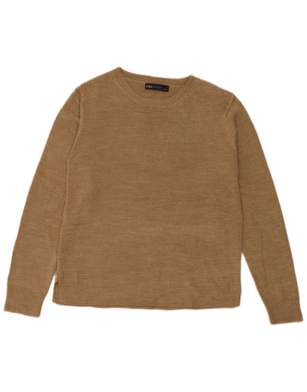 Marks & Spencer Dame Boat Neck Jumper Sweater UK 12 Medium Beige Akryl