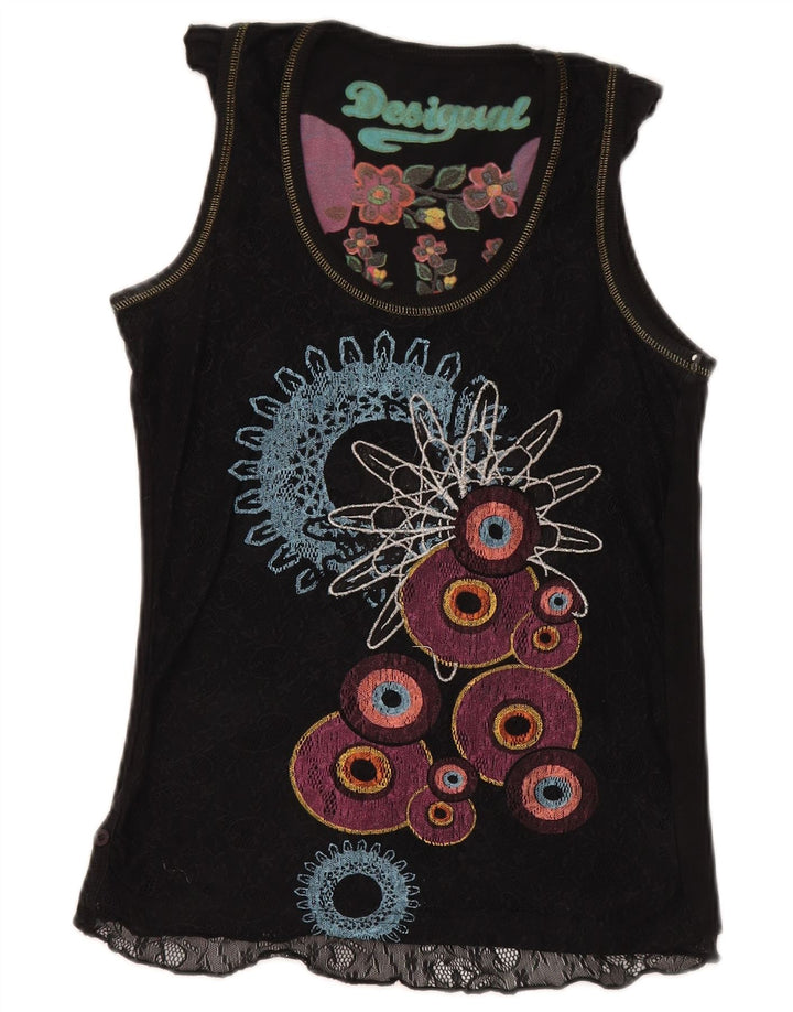 Desigual Damevest Top UK 12 Medium Sort Geometrisk Bomuld