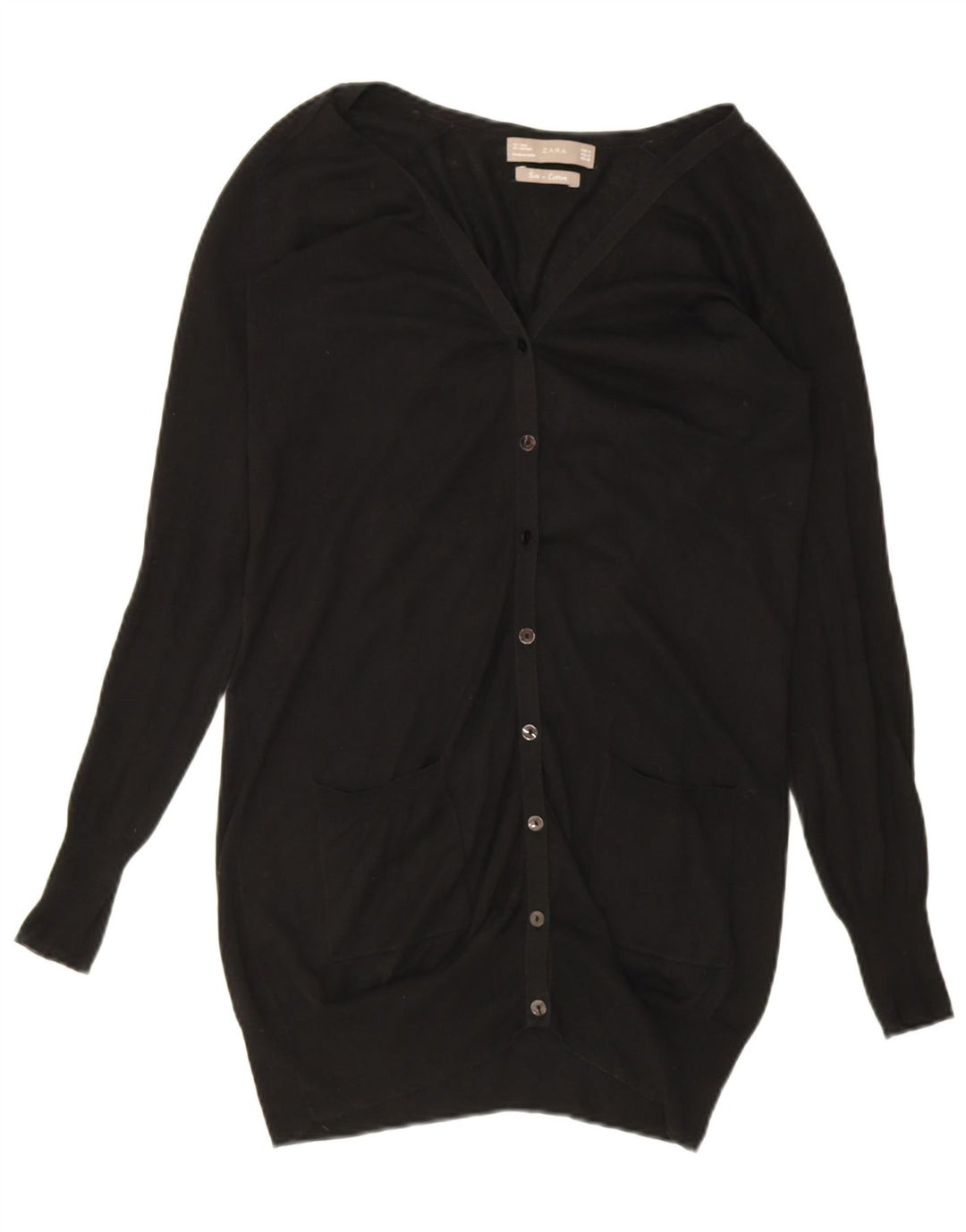 Zara Dame Longline Cardigan Sweater UK 14 Medium Sort Silke