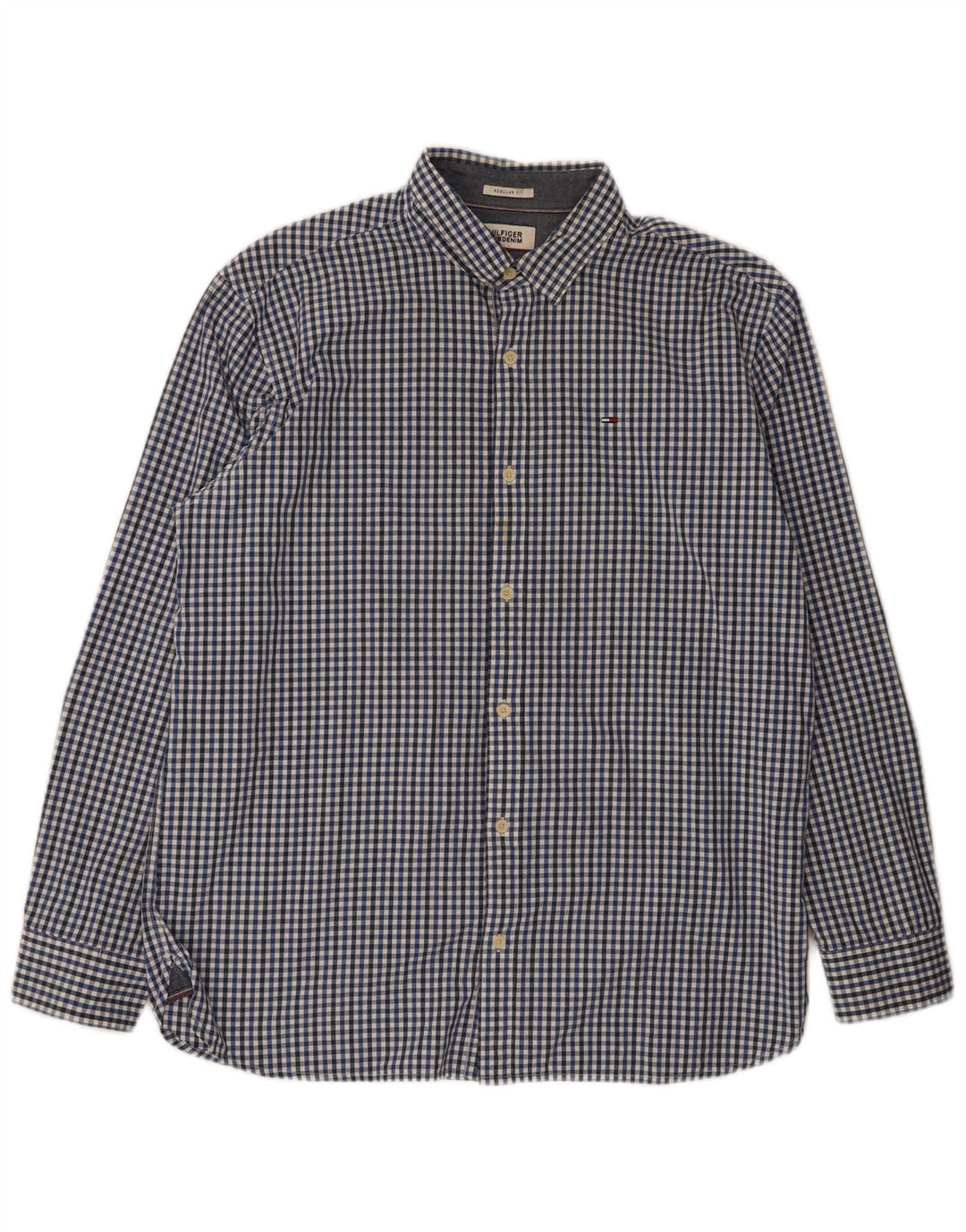 Tommy Hilfiger Herre Regular Fit skjorte XL Blue Gingham Cotton