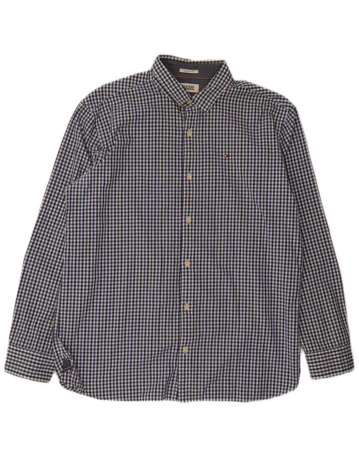 Tommy Hilfiger Herre Regular Fit skjorte XL Blue Gingham Cotton