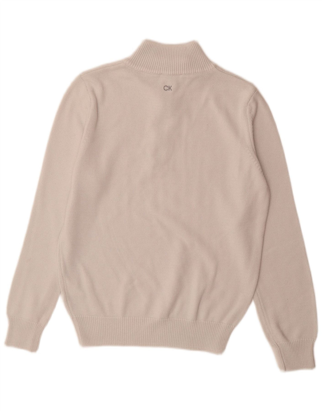Calvin Klein Herre Zip Neck Sweater Small White Bomuld