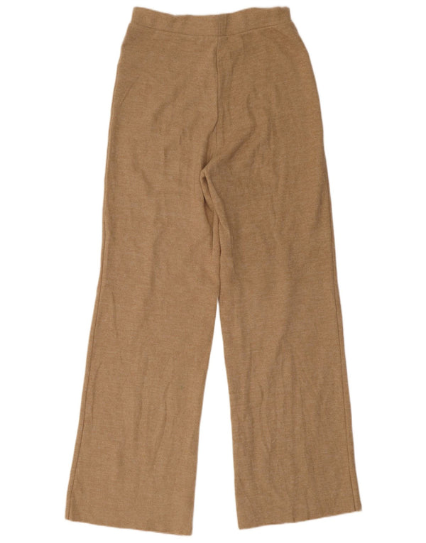 Zara Dame Flare Træningsdragt Bukser UK 10 Small Beige Bomuld