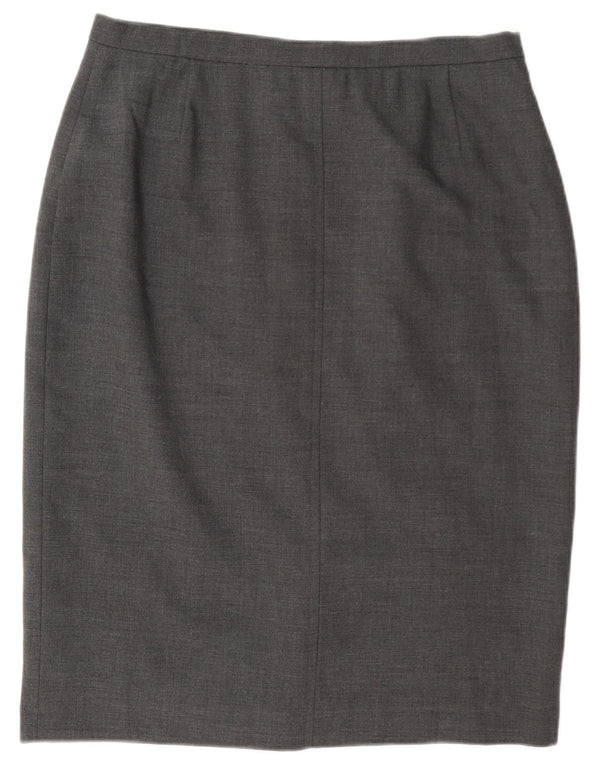 Laura Ashley Womens Pencil Skirt UK 14 Large W32 Grey Wool