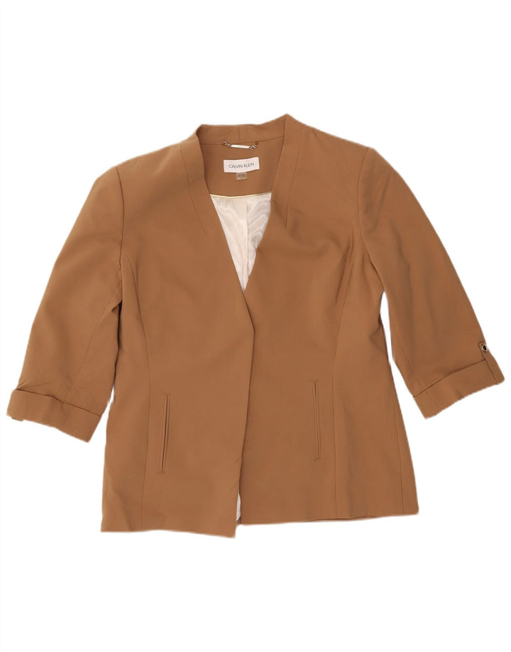 CALVIN KLEIN Dame 3/4 ærmer 1 knap blazerjakke US 16 XL Beige