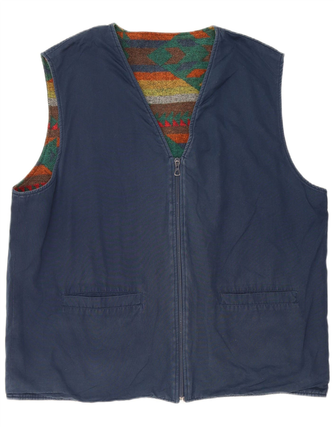 Vintage Vendbar vest til mænd Large Multicolored Fair Isle