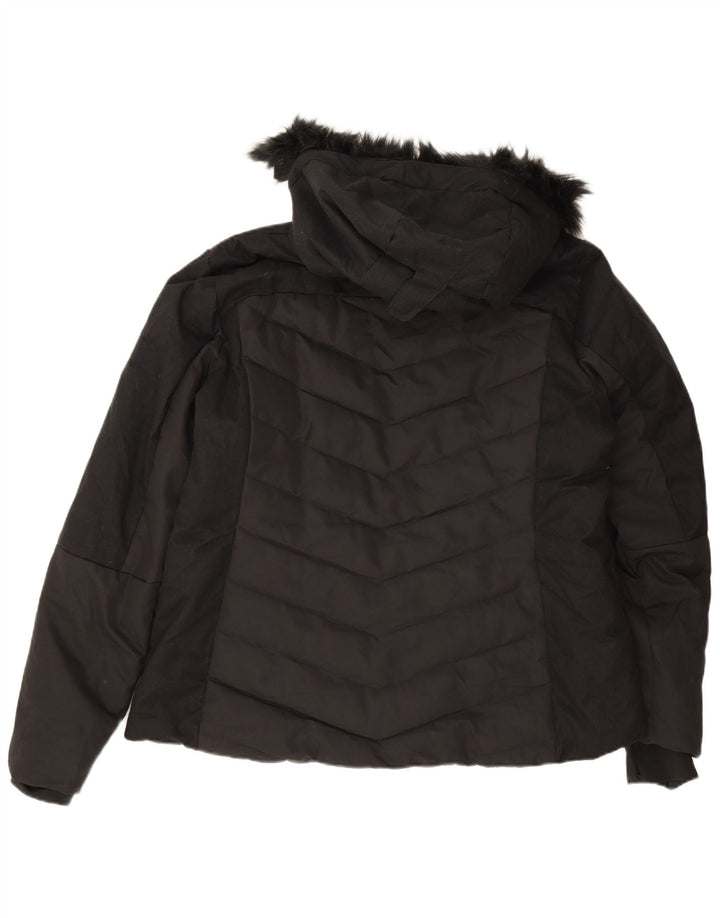 Mountain Warehouse Dame Hætte Polstret Jakke UK 20 2XL Sort Polyester