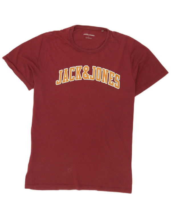 Jack & Jones Herre grafisk T-shirt Top Stor Bourgogne bomuld