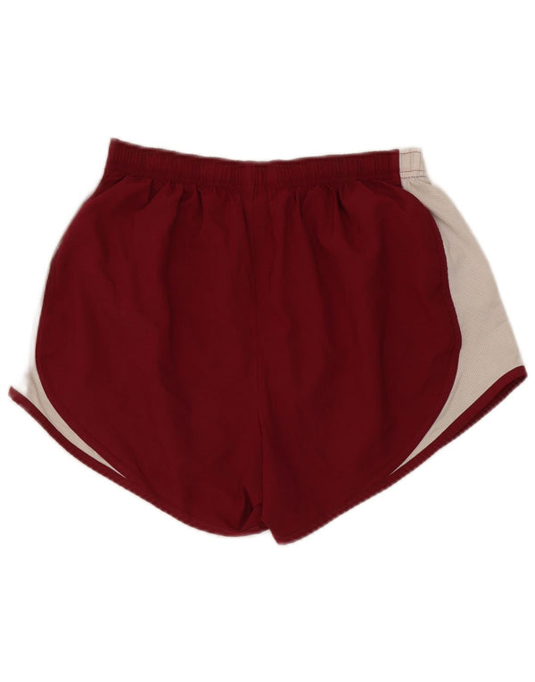Nike Dame Dri Fit Sports Shorts UK 10 Small Burgundy Colourblock Polyester